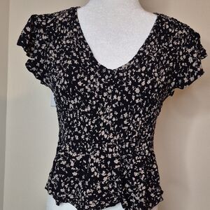 Japna Black and Ivory Floral Blouse